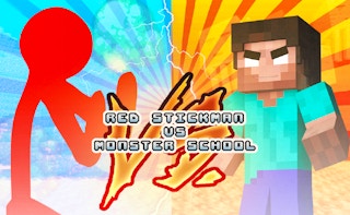 رجل المضرب الأحمر ضد مدرسة الوحوش (Red Stickman vs Monster School)
